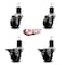 Service Caster 3'' Phenolic Wheel Swivel 1-3/4'' Expand Stem Caster Set 2 Brakes, 4PK SCC-EX20S314-PHS-2-PLB-2-134 - alternate 2